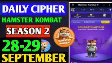 Hamster Kombat Dev Game Daily Cipher 28 September | Hamster Kombat Daily Cipher Code | Daily Combo