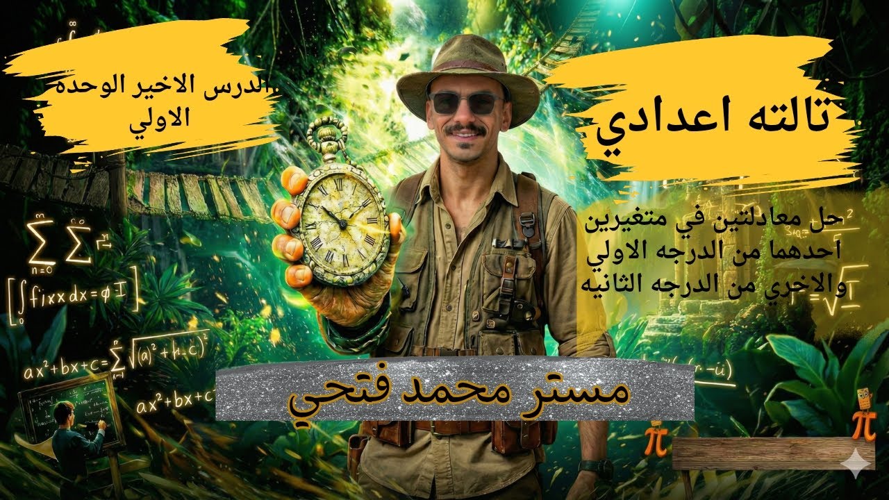 حل معادلتين في متغيرين احداهما من الدرجه الاولي والاخري من الدرجه الثانيه الوحده الاولي الدرس التالت