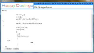 Program for Prime Number Generation C Code Example