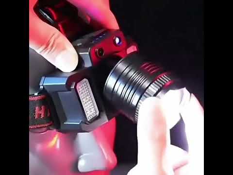 Фонарик налобный с функцией powerbank, аккумуляторный, диод P50+СОВ, сенсорный, зум, фонарь на голову, видео 1