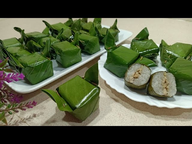 Resep lemper isi ayam bungkus kodok, cantik, enak dan awet, diajarin sampai bisa bungkusnya... class=