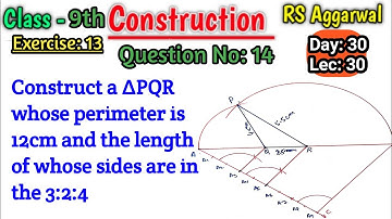 Construct a triangle pqr whose perimeter is 12cm and the length of whose sides are in ratio 3:2:4