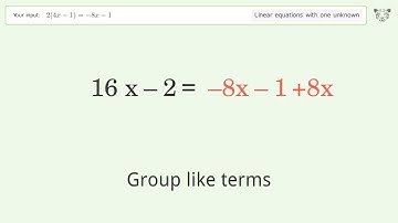 Solve 2(4x-1)=-8x-1: Linear Equation Video Solution | Tiger Algebra