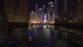 Watching the boats at night on the Chicago river. #shorts