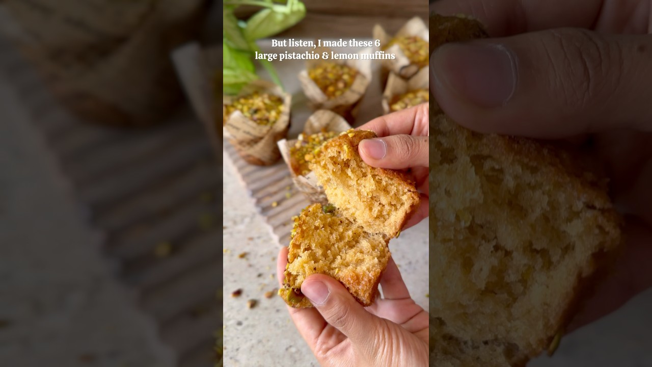 Budget Friendly Eggless Lemon and Pistachio Muffins made in just ₹100