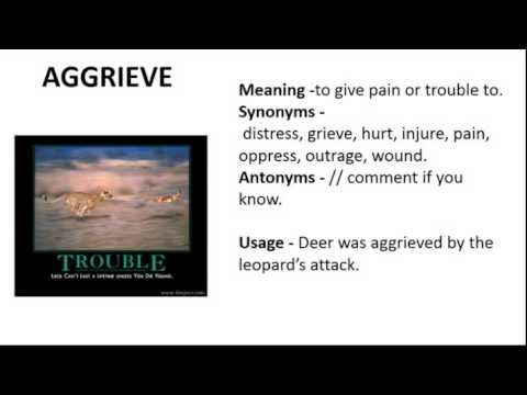 Vocabulary Made Easy  Meaning of Aggrieve, Synonyms, Antonyms and its Usage