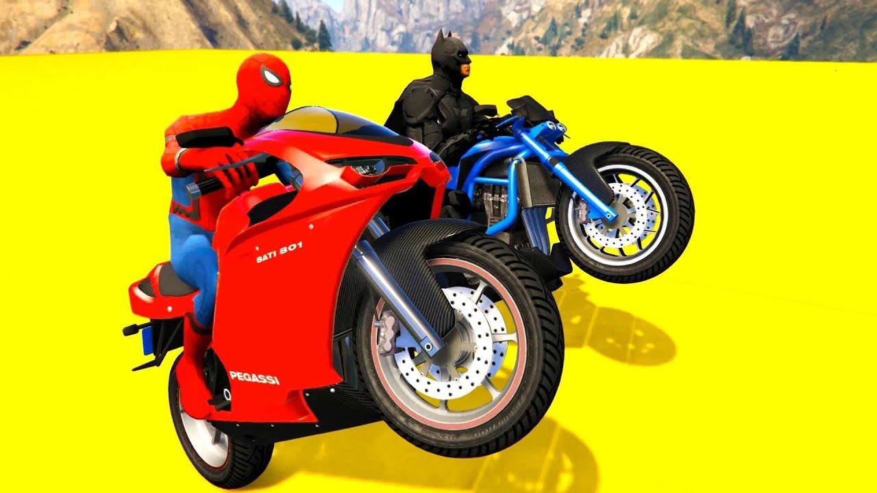 Homem Aranha Com Motos Desafio De Moto Com Spiderman Desenho Animado ...