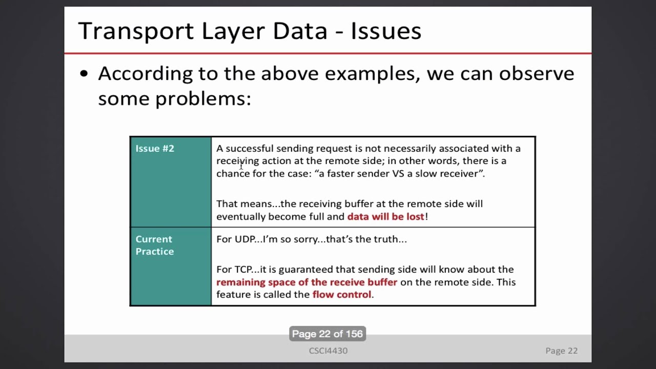 CSCI 4430 Lecture - Transport Layer Basics (Jan 26, 1 of 2) - YouTube