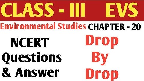 CLASS - 3 | EVS CHAPTER - 20 Drop By Drop | Environmental studies Questions & Answer in Hindi