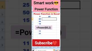 How can used power Function in excel #shorts