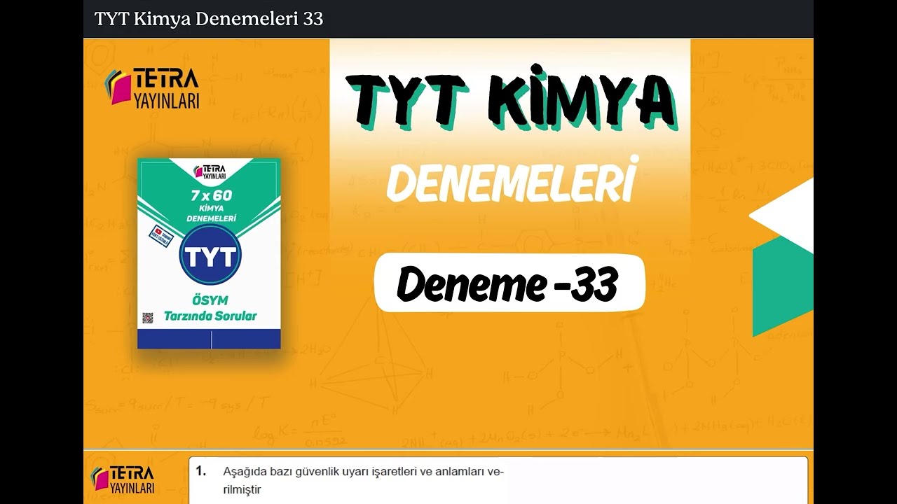Tetra Yayınları TYT Kimya 33. Deneme Çözümü 🔬 ÖSYM Tarzı Full Anlatım