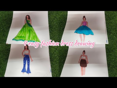 4 easy fashion dress drawing