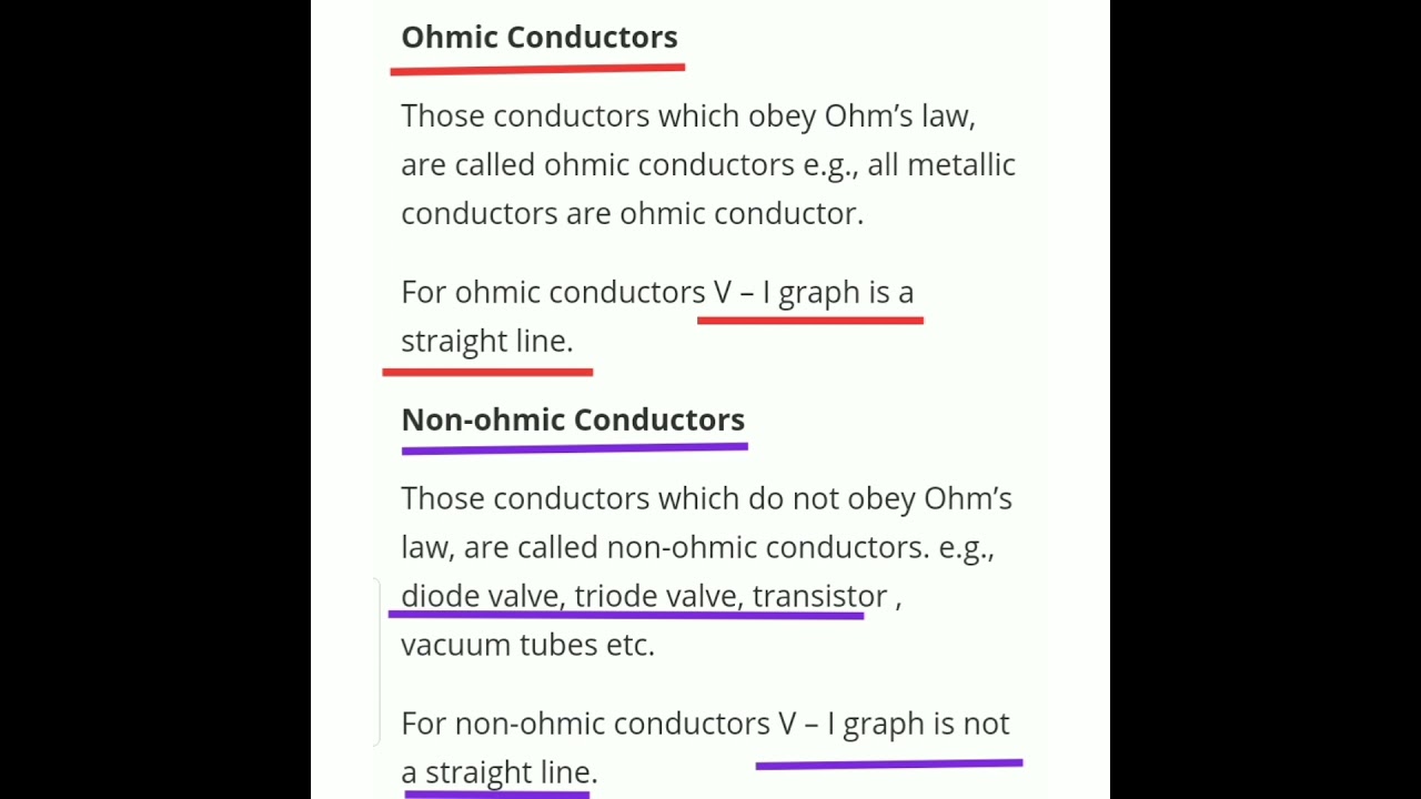 Ohmic and Non Ohmic conductors - Class 12 Physics