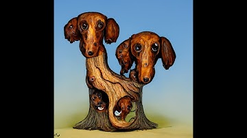 Dachshund tree from Midjourney AI created art, 3d model in zbrush, to Carevco, Shapeoko cnc router.