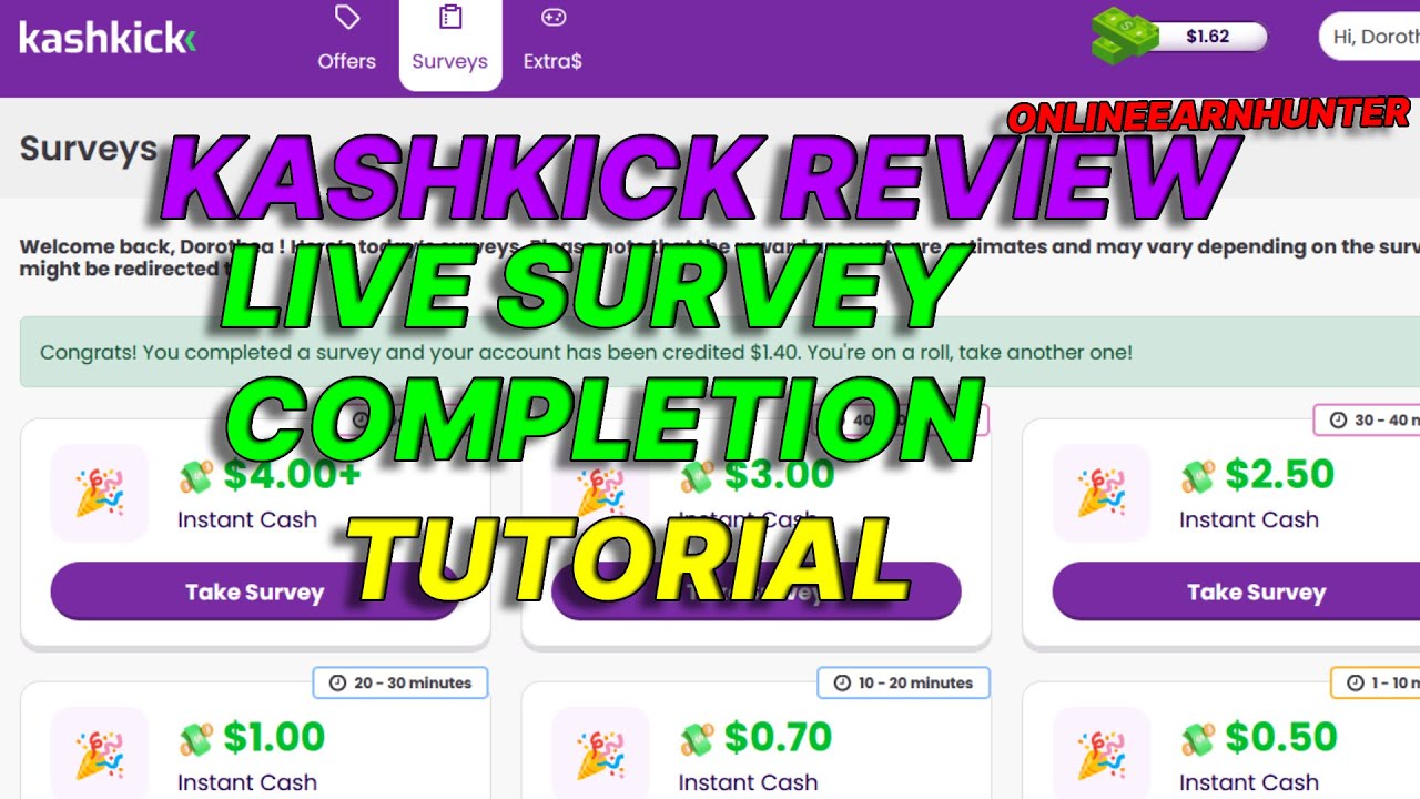 KashKick Survey Site Review & Live Survey Autocompletion Tutorial.