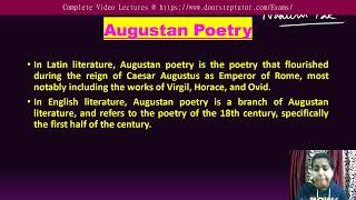 The Augustan Age Poetry: English Literature | UGC | GATE | CUET PG - @ doorsteptutor.com