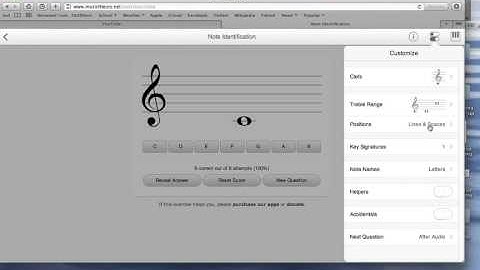 Customize Note Identification Exercise on musictheory.net