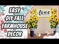 Easy DIY Dollar Tree Fall Farmhouse Decor | Sunflower Home Decor | Easy Dollar Tree DIYs