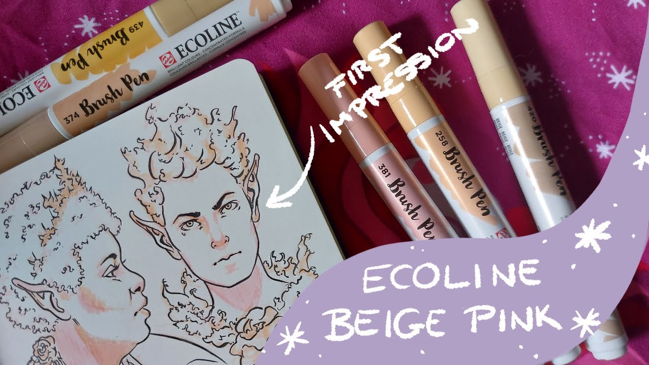 Ecoline Brush Pens First Impressions! Beige Pink Set ☆Swatches