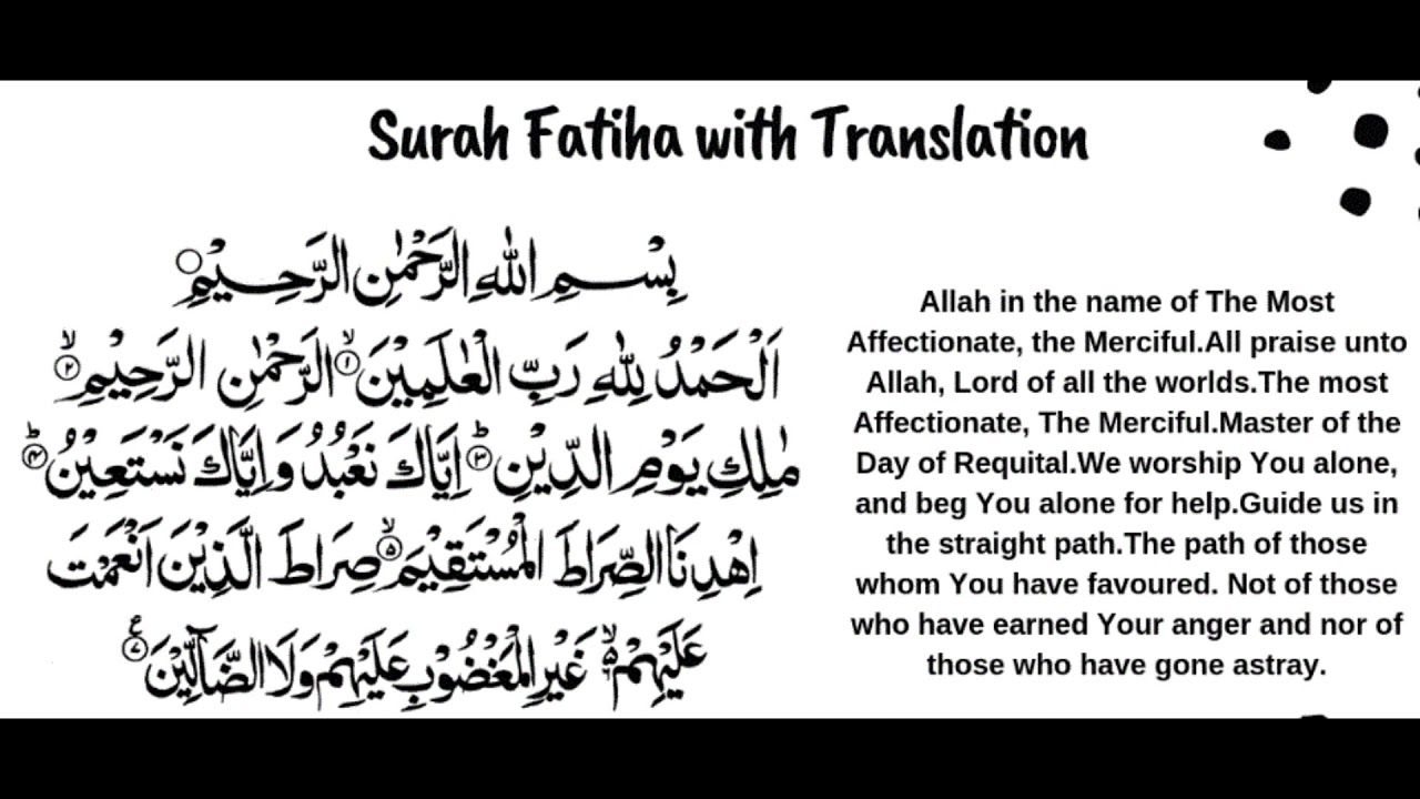 Surah Al Fatiha with English Translation - YouTube