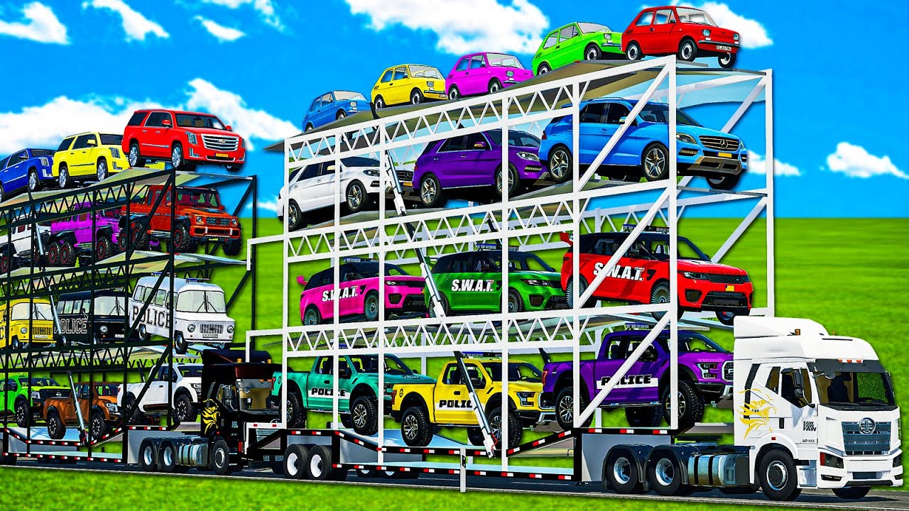 EMERGENCY TRANSPORT OF COLORS! QUADRUPLE TRAILER MEGA MISSION! Farming Simulator 22