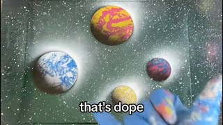 4 planets to represent a family #learnwithme #spraypaint #tutorial #familyphoto #planets