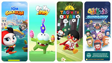 Talking Tom Gold Run vs Om Nom Run vs Tag With Ryan vs Oddbods Turbo run