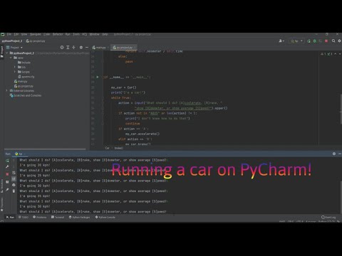 Running a car on PyCharm