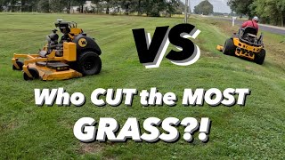 Man vs Robot  Who CUT the MOST Grass?!  Wright ZK Autonomous Zero Turn Mower vs ME on Wright ZXT!