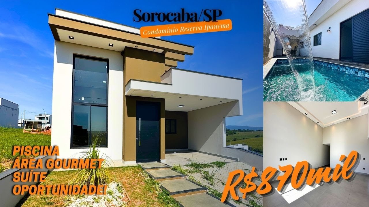 SOROCABA/SP! Cond.ReservaIpanema- Suíte, Área gourmet, Piscina! OPORTUNIDADE!