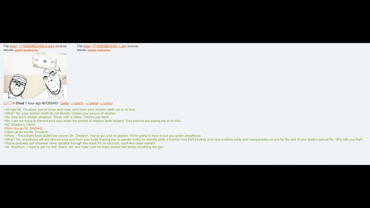 Heck'n Wholesome Sharty Orangetext Story (Chud goes to the Dentist)