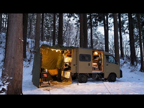 【冬キャンプ】−7℃ 山奥の森で過ごすBASE CAMP backyardcamp solo camping 薪ストーブ Mt.sumi Relaxing nature sounds ASMR