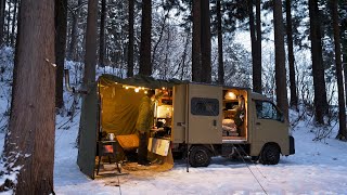 Winter camp -7℃ BASE CAMP in the forest deep in the mountains. solo camping relaxing nature sounds