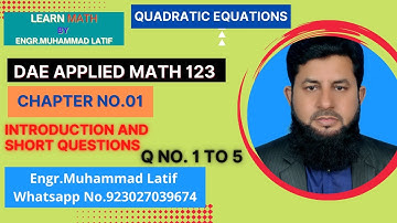 DAE Math 123 || Chapter 1 || Short Questions|| Question 1 to 5 ||1st year|| Applied Mathematics- 123
