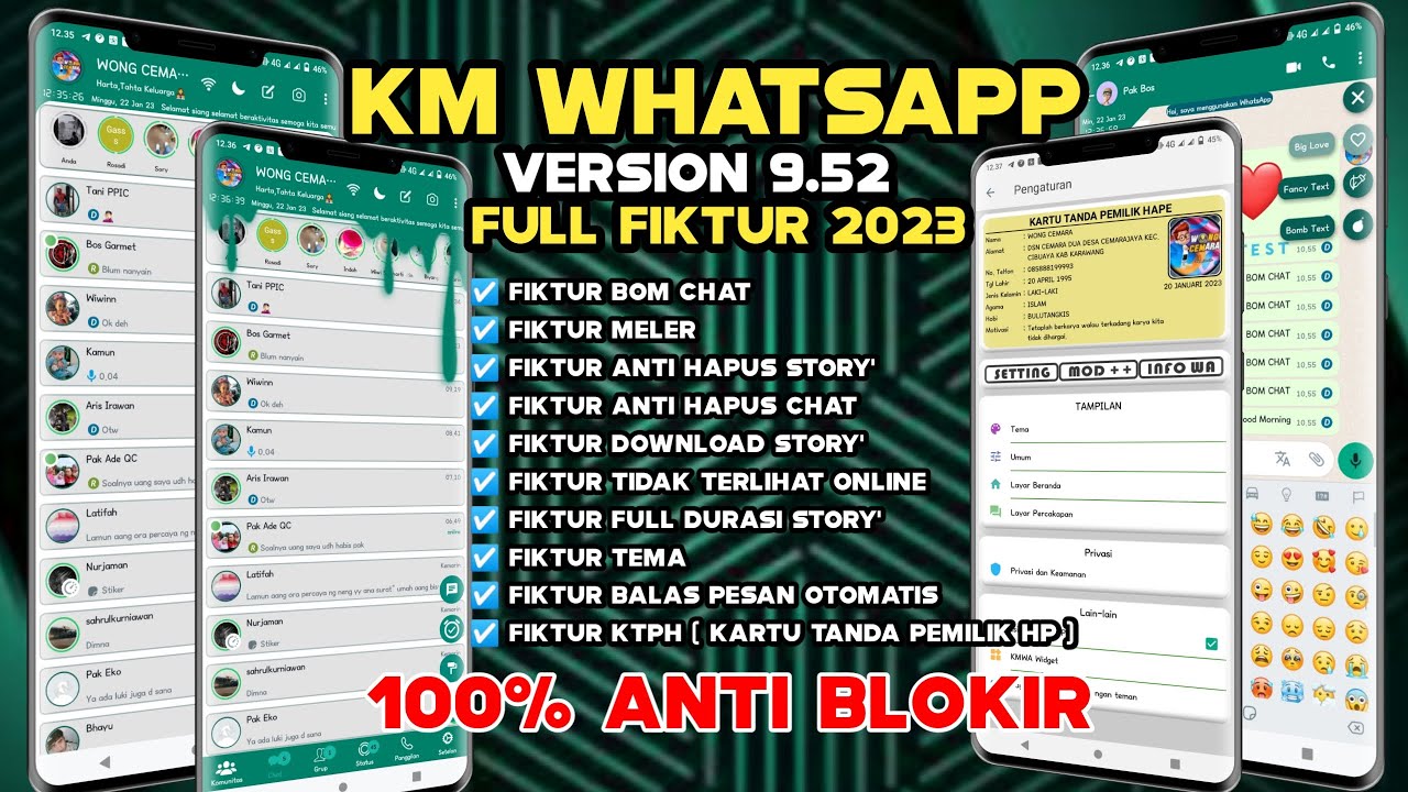 ✅UPDATE 2023!!! | KM WhatsApp v9.52 | Full Fiktur bisa BOM CHAT dan masih banyak lagi.