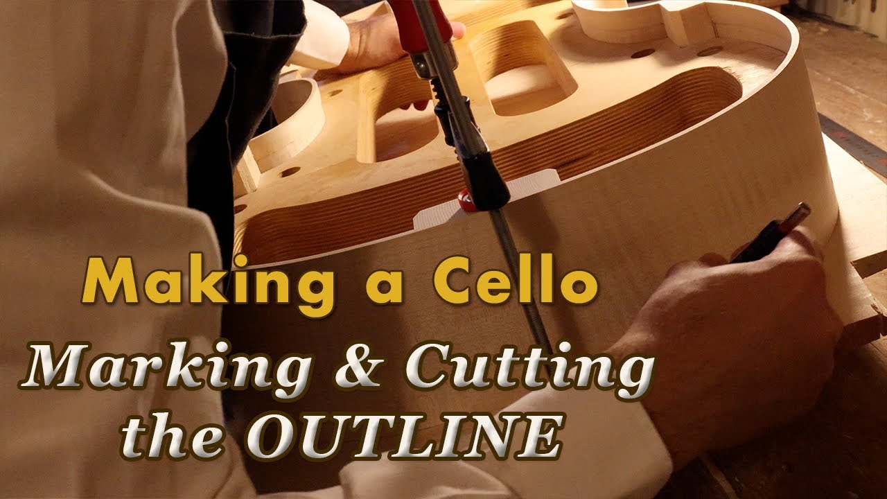 Making a CELLO | Marking and cutting the OUTLINE - 2025 Giuseppe Guarneri Filius Andreae model