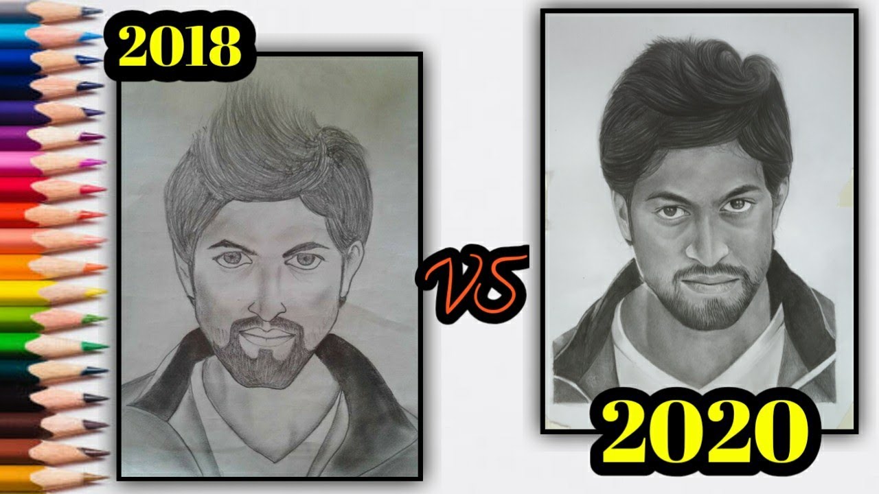 My Drawing Progress | Rocking Star Yash Drawing | 2018 vs 2021 - YouTube