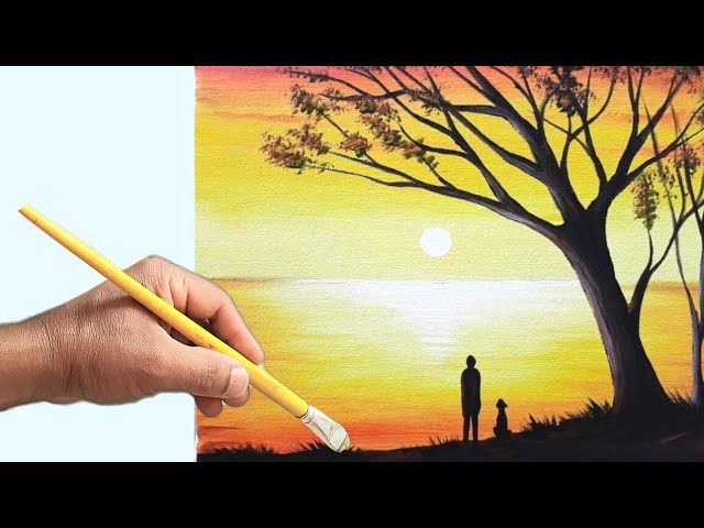 Por do sol com tinta guache  Desenho a tinta, Arte com tinta, Pinturas a  tinta