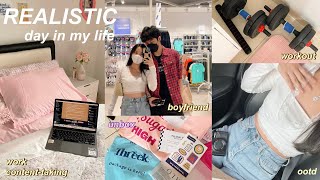 A DAY IN MY LIFE ♡ *productive* workout, content-taking, unboxing, boyfriend🧸🤍