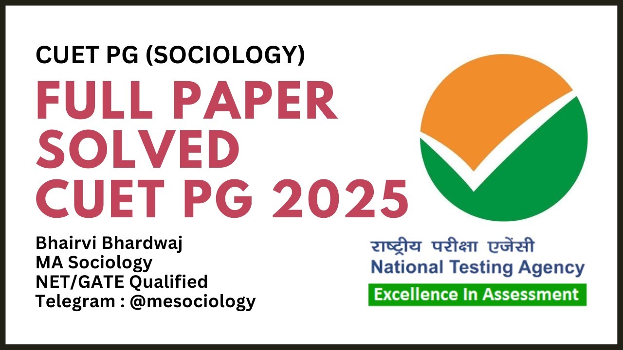 CUET PG 2025 | Sociology | Answer Key | Question Paper Analysis - YouTube