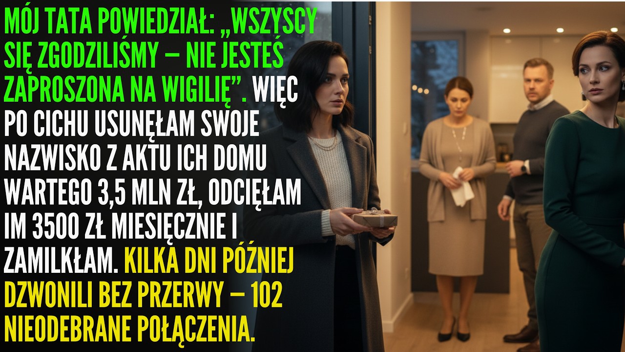 Zadzwonił mój ojciec, żeby powiedzieć, że nie jestem zaproszona na wigilię. „Wszyscy się zgodziliśmy” – usłyszałam w słuchawce, a w tle śmiech mojego brata i jego żony. Cisza mojej matki była...