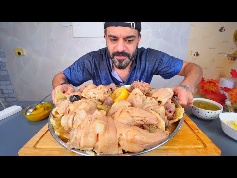 اكل باجة كراعين عجل وذيل ثور على الطريقة العراقية والمطاعم موكبانغ Iraqi Batcha Beef Feet Oxtail 