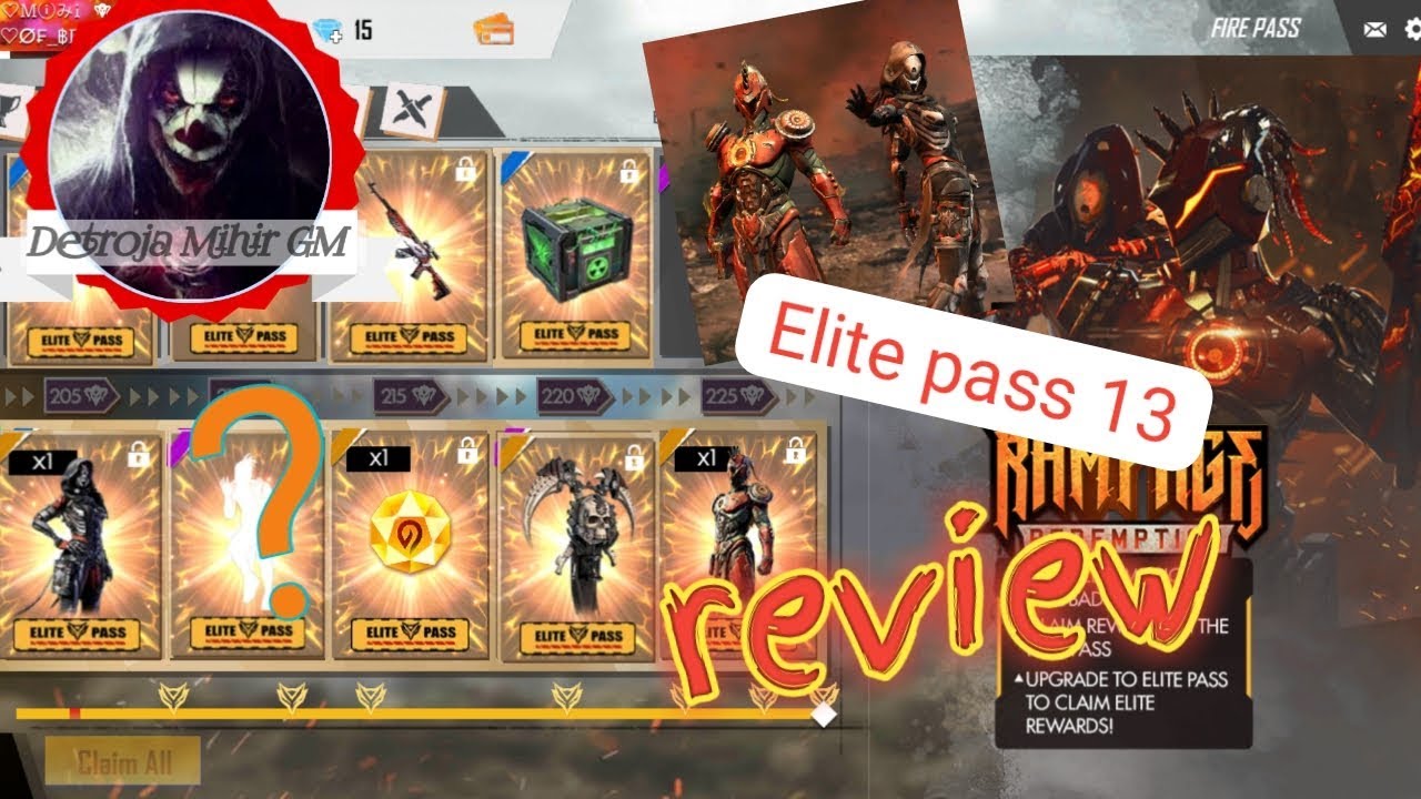 Free fire Elite pass season 13 full detailed review video.Elite pass season 13