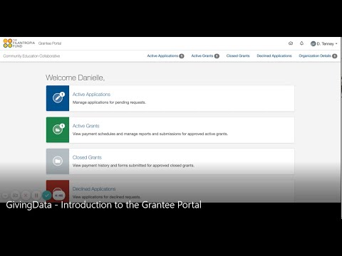 GivingData - Introduction to the Grantee Portal - YouTube