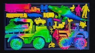 Cleaning toy cars, logging trucks, racing cars, offroad cars, crocodiles, chickens, geese, & tank...
