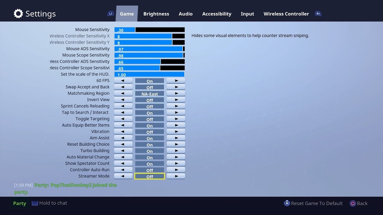  - fortnite sensitivity settings ps4