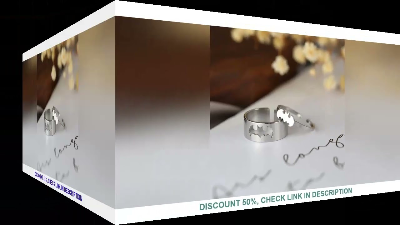 2 PCS Gothic Couple Ring Set Gold Color Stainless Steel Hip Hop Punk Fashion Open Ring For Men Women