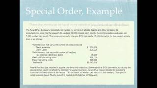 Decision Making & Relevant Information: One-Time Special Orders - Accounting video