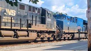 Northbound NS 28C intermodal on track one with BC Rail 2037 and CN 3356, heading to Chicago 