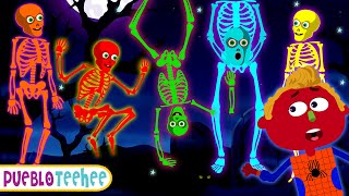 Cinco Esqueletos De Colores Salieron Una Noche | Canciones De Halloween Para Niños | Pueblo Teehee